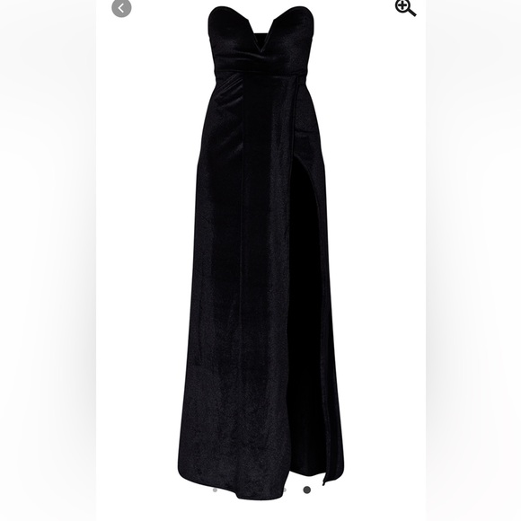 Black velvet draped wrap, detailed Bando Maxi dress - Picture 5 of 5